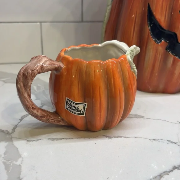 Halloween Pumpkin Pitcher and creamer Fitz & Floyd 1989 - Picture 3 of 10